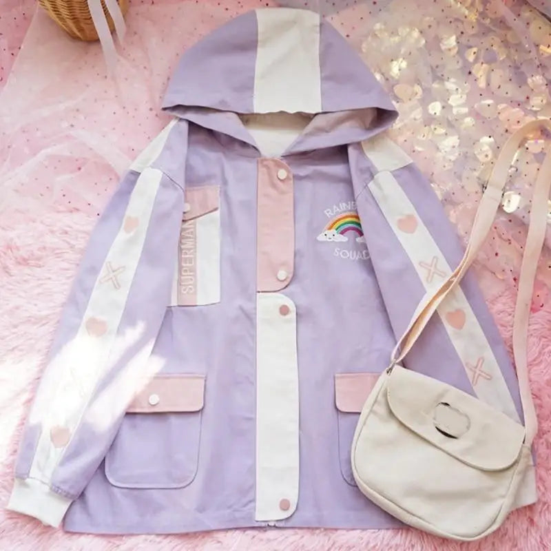 Pastel Windbreaker Coat in Candy Colors for Fairy-Kei Fashion - coat