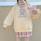 Pastel Yellow Bear Hoodie with Cozy Pouch and Cute Details - Cosparty