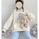 Pastel Yellow Bear Hoodie with Cozy Pouch and Cute Details - sweater