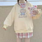 Pastel Yellow Bear Hoodie with Cozy Pouch and Cute Details - Cosparty