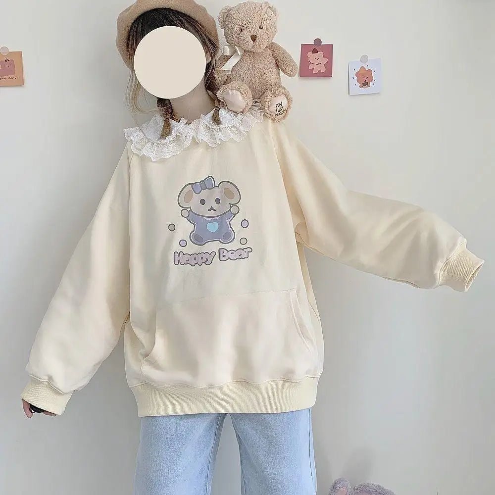 Pastel Yellow Bear Hoodie with Cozy Pouch and Cute Details - Cosparty