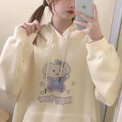 Pastel Yellow Bear Hoodie with Cozy Pouch and Cute Details - sweater