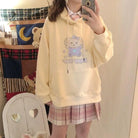 Pastel Yellow Bear Hoodie with Cozy Pouch and Cute Details - sweater