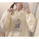 Pastel Yellow Bear Hoodie with Cozy Pouch and Cute Details - Cosparty