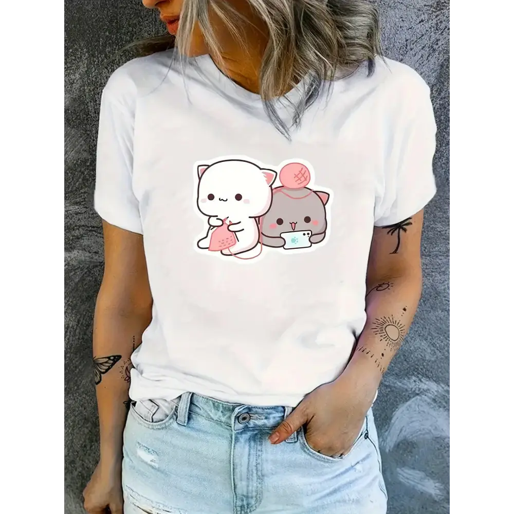 Peach and Goma T-Shirts Featuring Adorable Cat Duo Designs