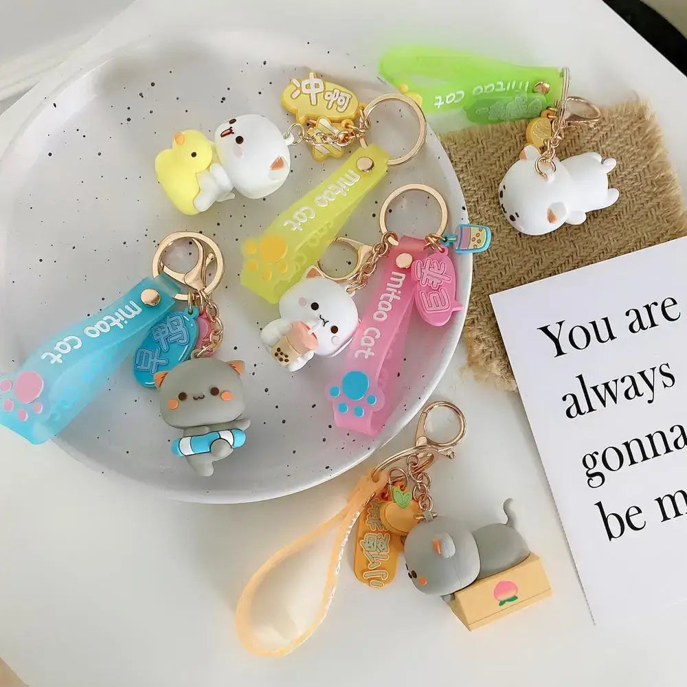 Peach & Goma Cat Keychains for Cute Accessory Lovers