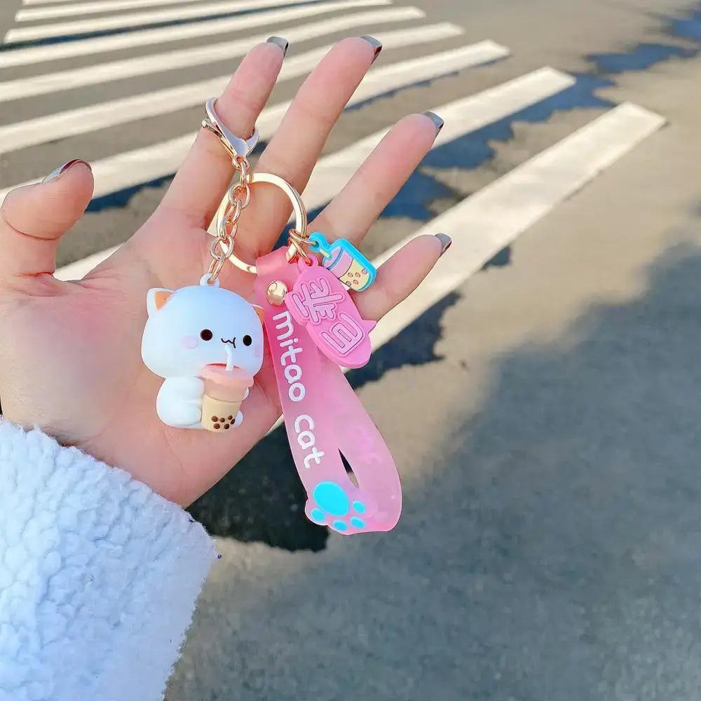 Peach & Goma Cat Keychains for Cute Accessory Lovers