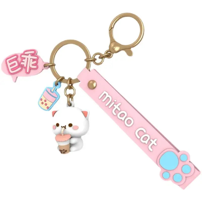 Peach & Goma Cat Keychains for Cute Accessory Lovers