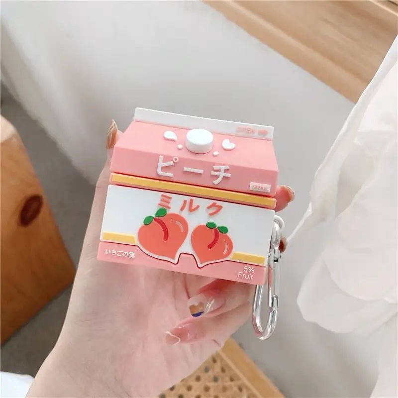 Peach Milk Box Airpod Case in Soft Rubber - Cosparty