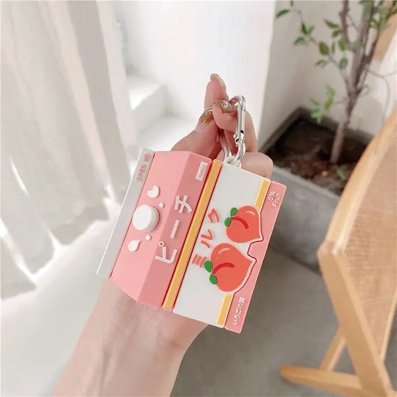 Peach Milk Box Airpod Case in Soft Rubber - airpod case