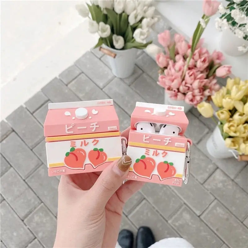 Peach Milk Box Airpod Case in Soft Rubber - airpod case