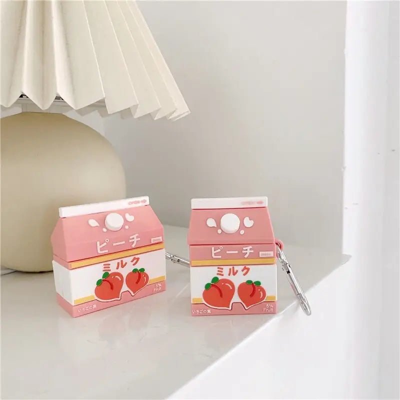 Peach Milk Box Airpod Case in Soft Rubber - Cosparty