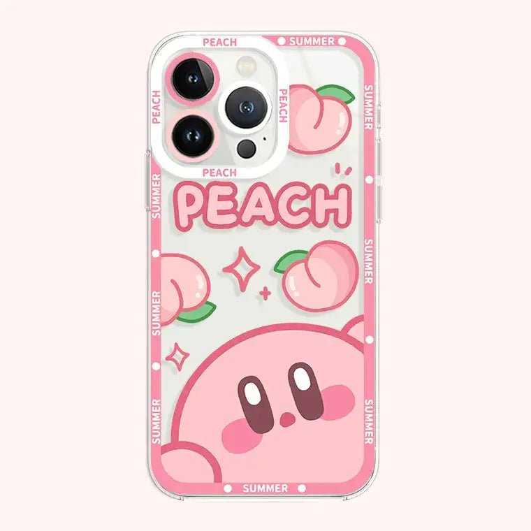 Peachy Dreams iPhone Case with Adorable Kirby and Juicy Peaches - Cosparty