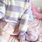 Perfect Cozy Magical Girl Knit Sweater with White Stripes - Cosparty