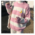 Perfect Cozy Magical Girl Knit Sweater with White Stripes - Cosparty