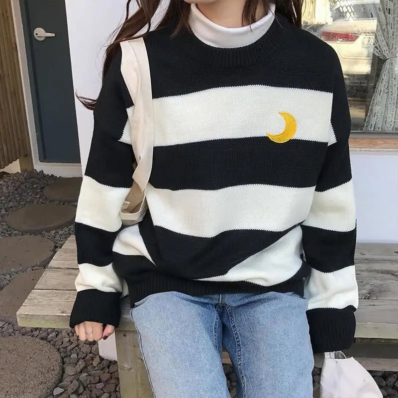 Perfect Cozy Magical Girl Knit Sweater with White Stripes - Cosparty