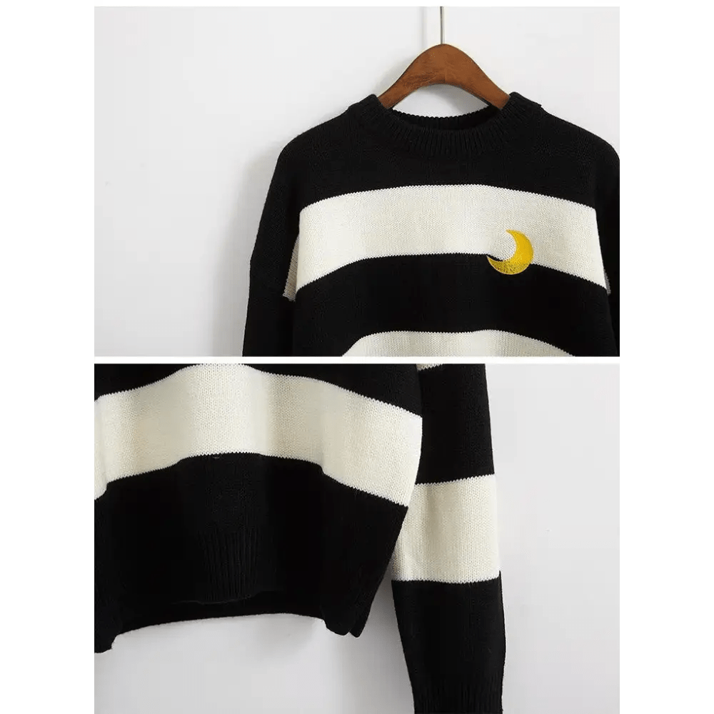 Perfect Cozy Magical Girl Knit Sweater with White Stripes - Cosparty