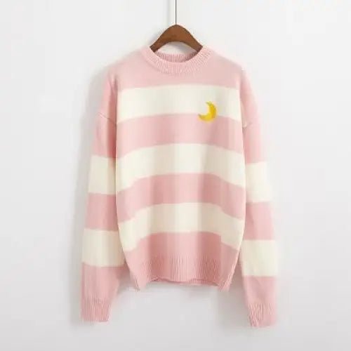 Perfect Cozy Magical Girl Knit Sweater with White Stripes - Cosparty