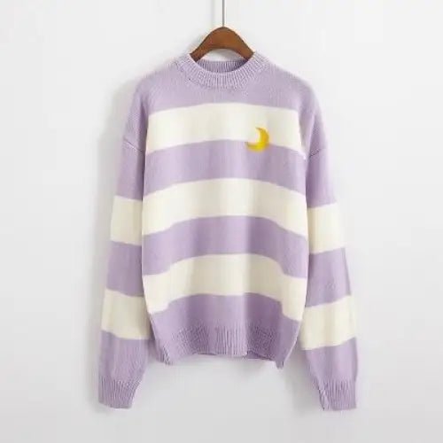 Perfect Cozy Magical Girl Knit Sweater with White Stripes - Cosparty