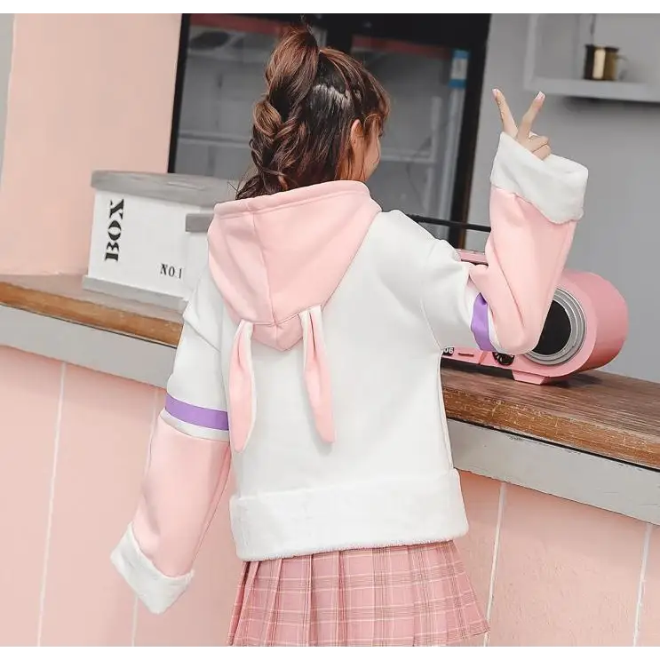 Perfectly Kawaii Bunny Ear Hoodie with Adorable Details - sweater