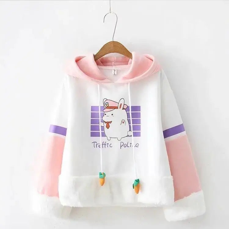 Perfectly Kawaii Bunny Ear Hoodie with Adorable Details - sweater