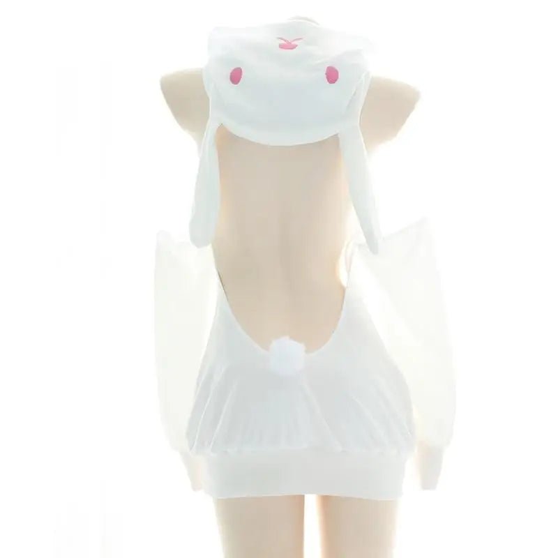 Pink and White Bunny Hooded Sweater Dress for Ultimate Kawaii Style - Cosparty