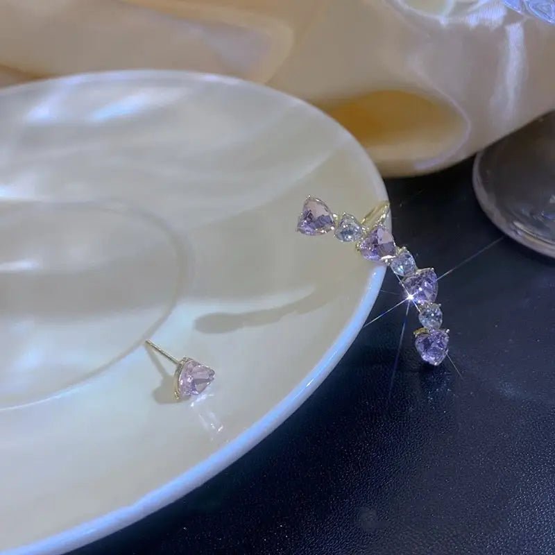 Pink and White Heart Rhinestone Ear Cuff for Elegant Style - Cosparty