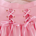 Pink and White Lace - Up Corset Tennis Skirt with Ribbons - Cosparty