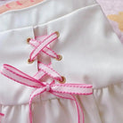 Pink and White Lace - Up Corset Tennis Skirt with Ribbons - Cosparty