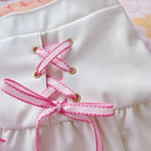 Pink and White Lace-Up Corset Tennis Skirt with Ribbons - skirt