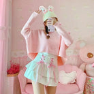 Pink and White Lace - Up Corset Tennis Skirt with Ribbons - Cosparty