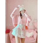 Pink and White Lace - Up Corset Tennis Skirt with Ribbons - Cosparty