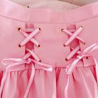 Pink and White Lace-Up Corset Tennis Skirt with Ribbons - skirt