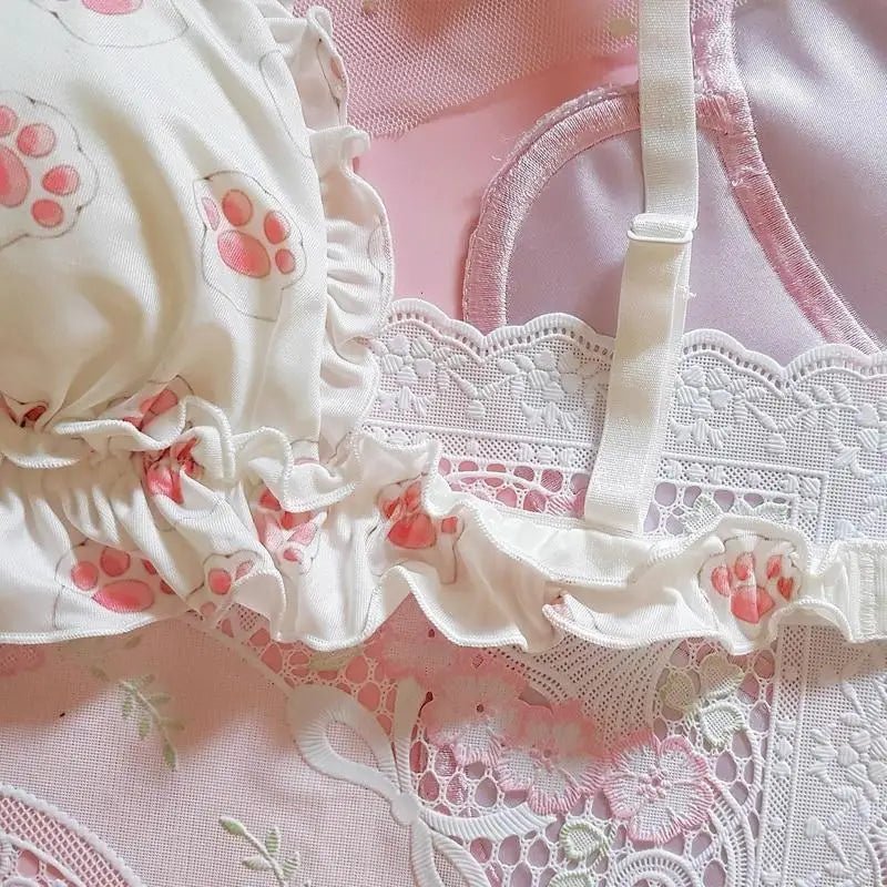 Pink and White Paw Lingerie Set for Kawaii Fashion Lovers - Cosparty