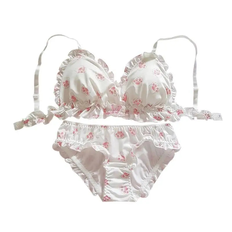 Pink and White Paw Lingerie Set for Kawaii Fashion Lovers - underwear