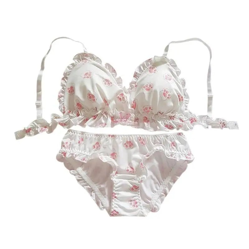 Pink and White Paw Lingerie Set for Kawaii Fashion Lovers - Cosparty