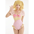 Pink and Yellow Milkshake Plaid Adult Onesie and Swimsuit 33 - 34 84 - 87 - Cosparty