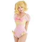Pink and Yellow Milkshake Plaid Adult Onesie and Swimsuit 33 - 34 84 - 87 - Cosparty