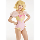 Pink and Yellow Milkshake Plaid Adult Onesie and Swimsuit 33 - 34 84 - 87 - Cosparty