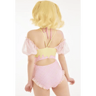 Pink and Yellow Milkshake Plaid Adult Onesie and Swimsuit 33 - 34 84 - 87 - Cosparty