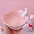 Pink Bunny Bowl in Lotus Design for a Magical Breakfast Experience - Cosparty