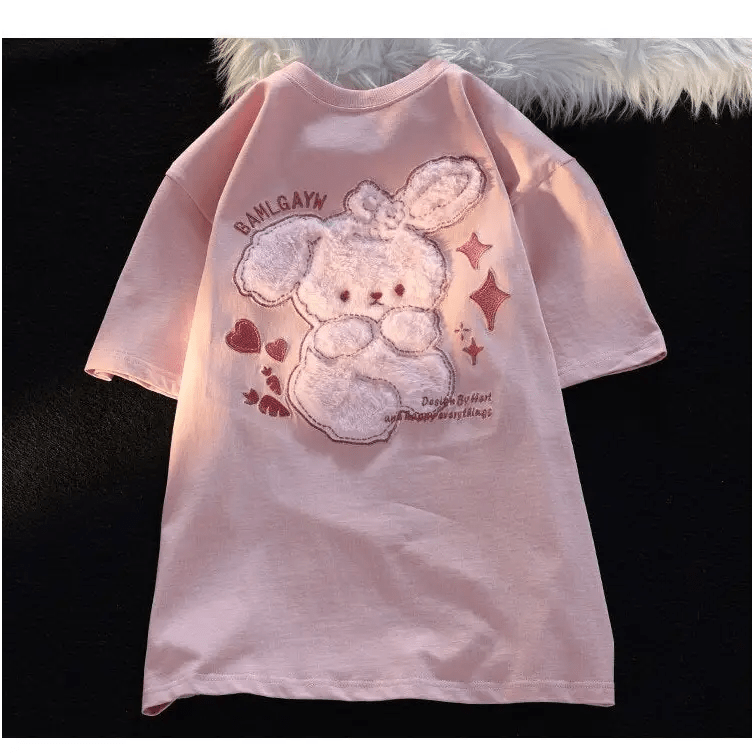 Pink Bunny Fluffy Tee for a Playful and Adorable Look - Cosparty