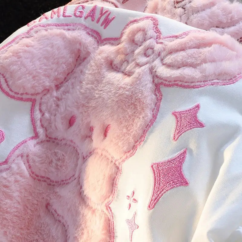 Pink Bunny Fluffy Tee for a Playful and Adorable Look - shirt