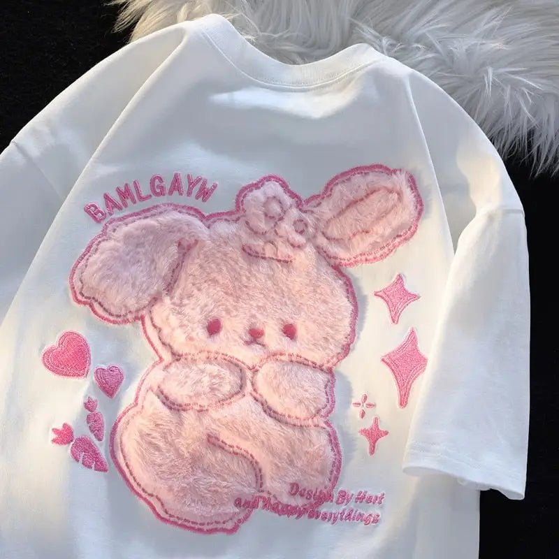 Pink Bunny Fluffy Tee for a Playful and Adorable Look - Cosparty