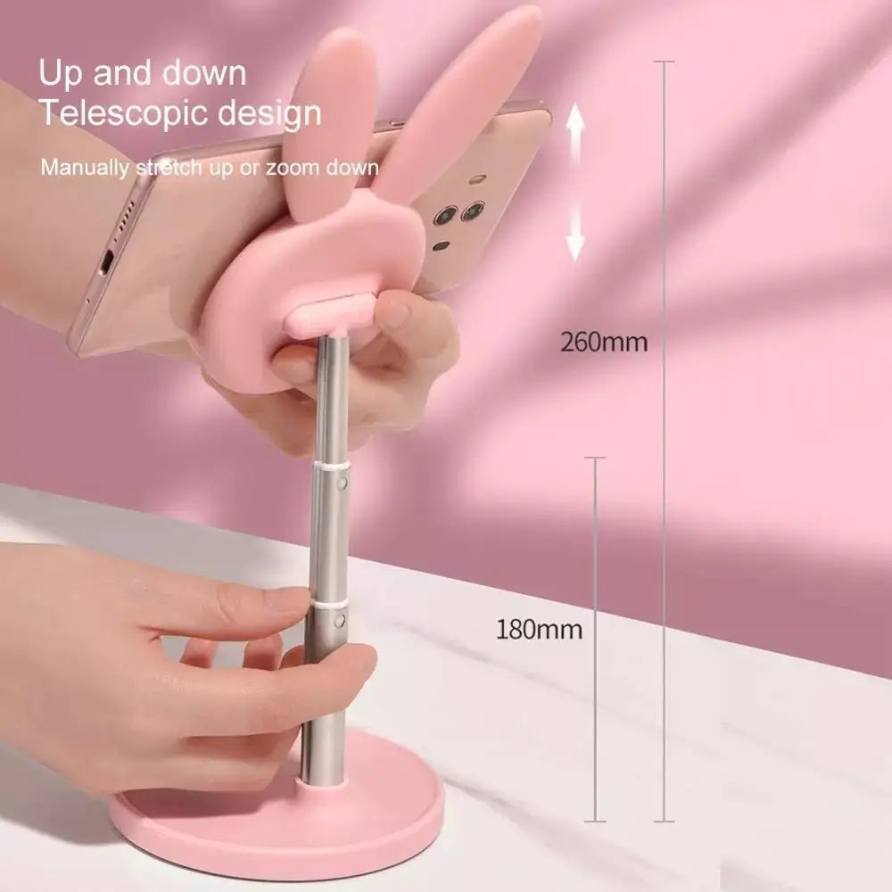 Pink Bunny Telescopic Phone Stand for Stylish Gaming and Streaming - phone stand