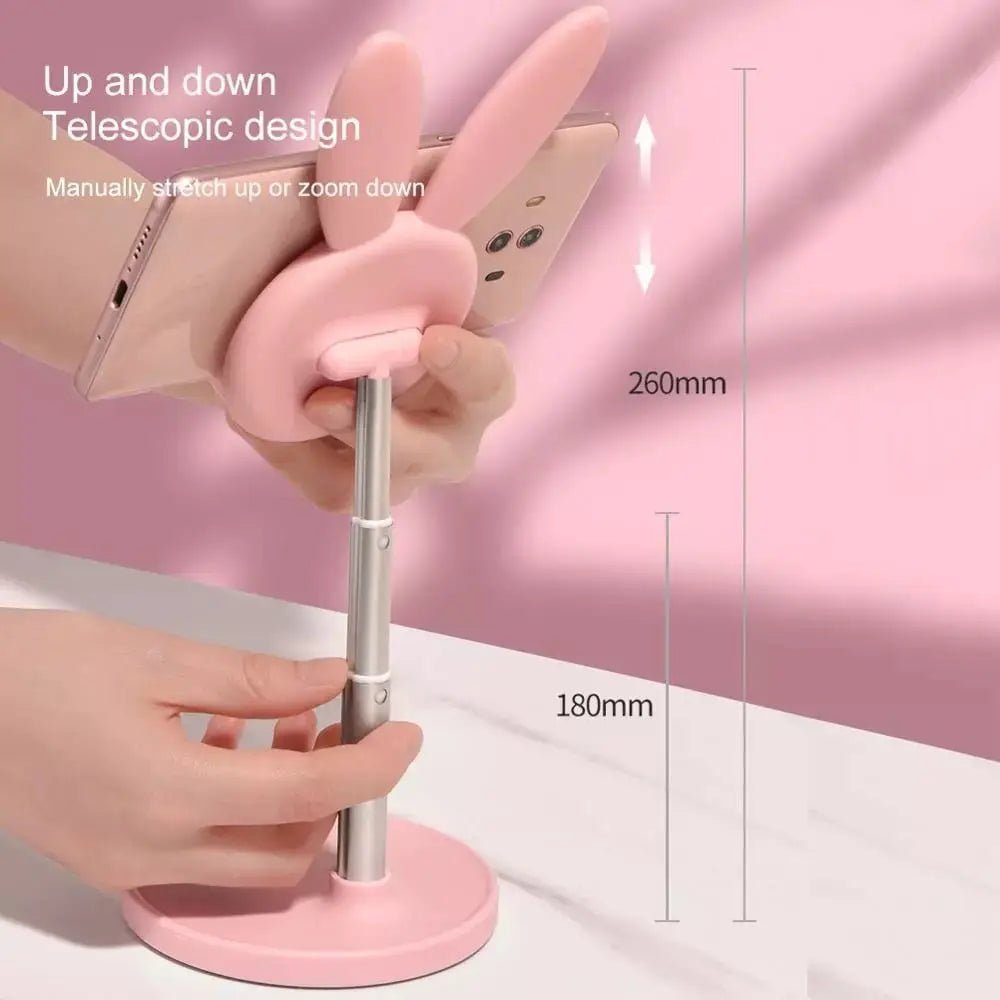 Pink Bunny Telescopic Phone Stand for Stylish Gaming and Streaming - Cosparty