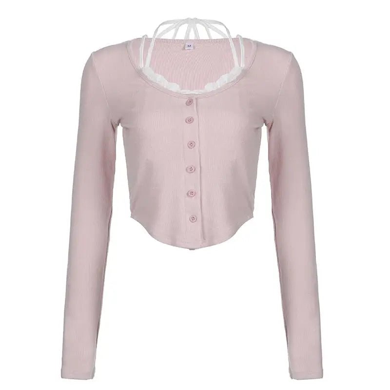 Pink Button Up Lace Cardigan for Fairy Charm Wardrobe - Cosparty