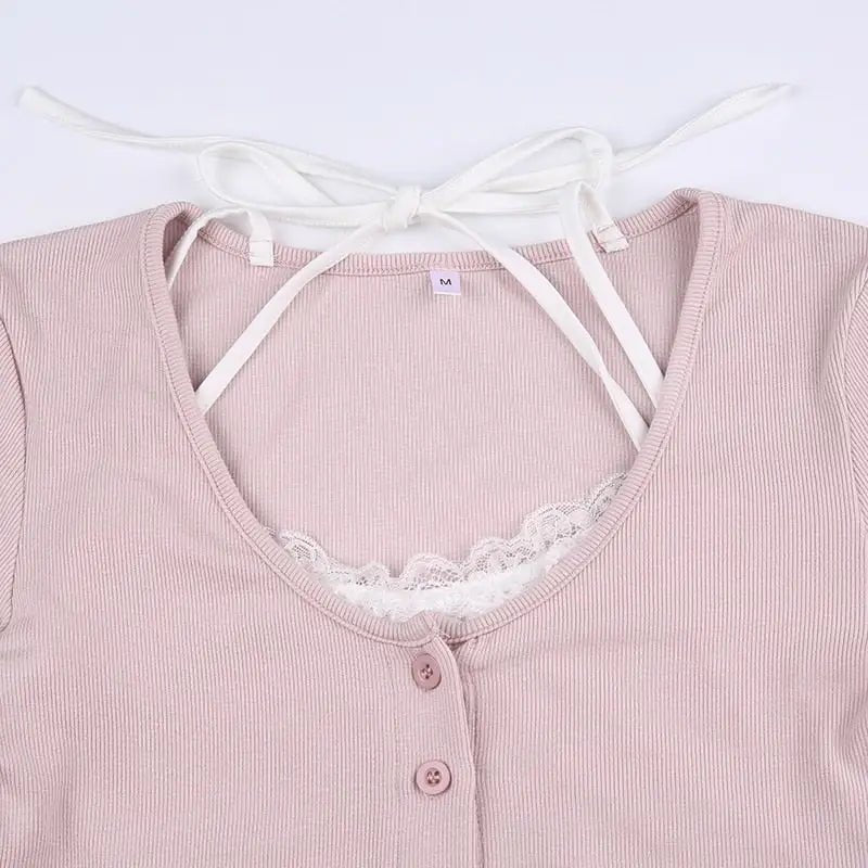 Pink Button Up Lace Cardigan for Fairy Charm Wardrobe - Cosparty
