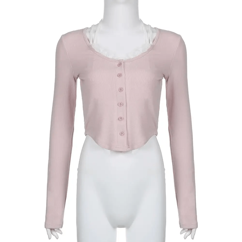 Pink Button Up Lace Cardigan for Fairy Charm Wardrobe - Cosparty