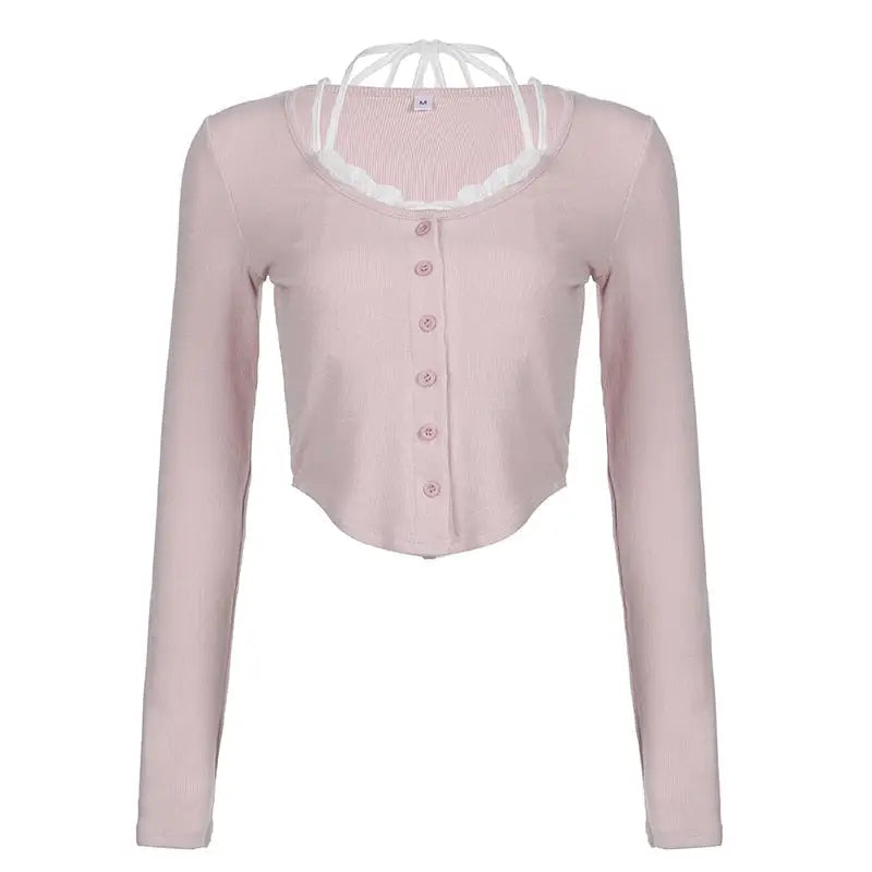 Pink Button Up Lace Cardigan for Fairy Charm Wardrobe - shirt